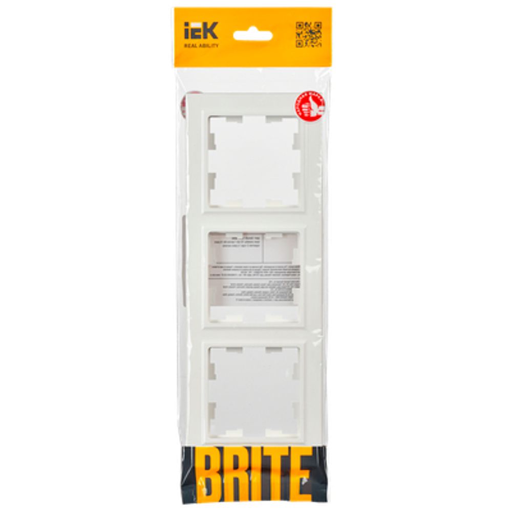 BRITE Рамка 3-местная РУ-3-БрБ белый IEK