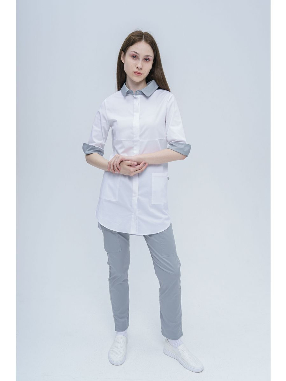 Рубашка медицинская женская на кнопках TZ450