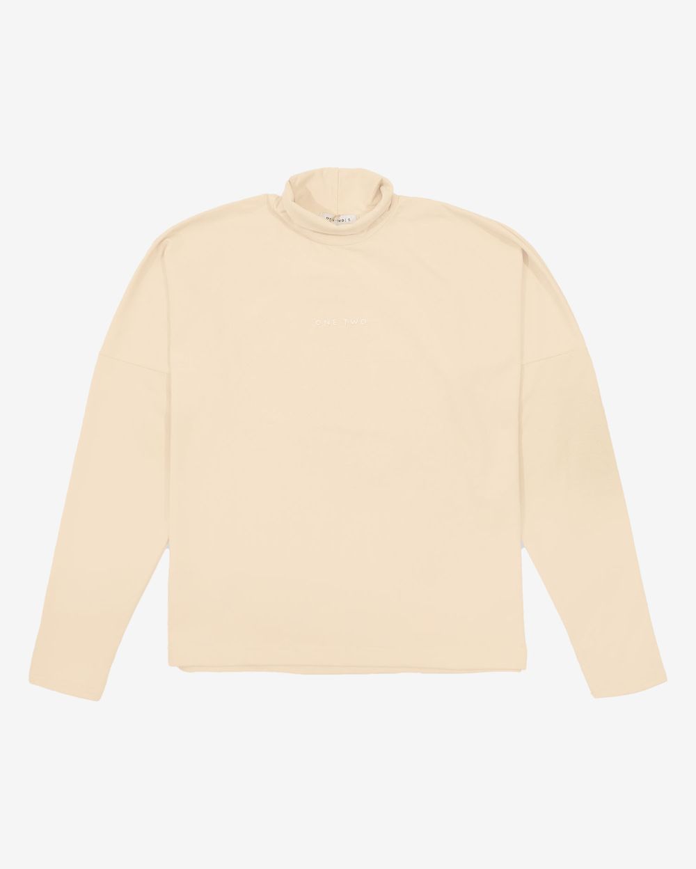 Лонгслив One Two High Neck Logo Moonbeam бежевый