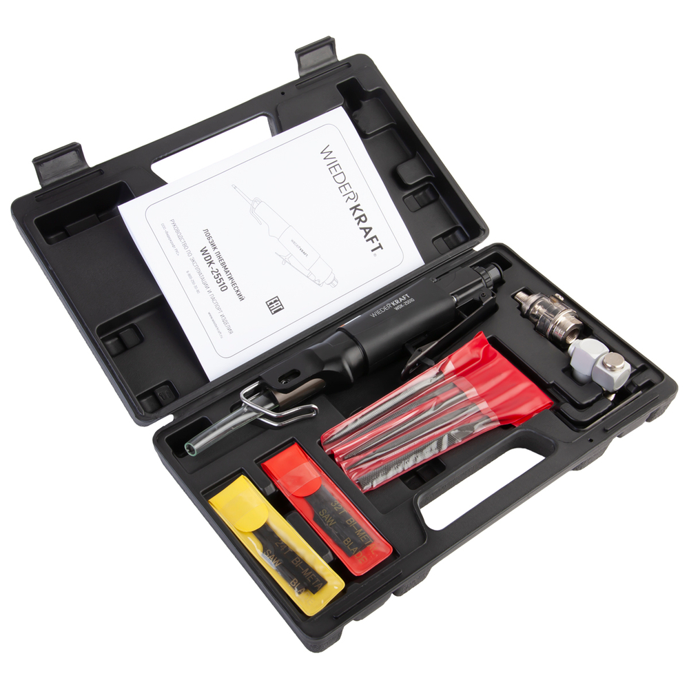 WDK-25510 Лобзик пневматический с набором аксессуаров, 22 предмета