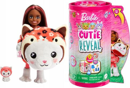 Кукла Mattel Barbie Cutie Reveal Chelsea - Челси в костюме животных - Кукла в костюме котенка-панды с 6 сюрпризами - Барби HRK28