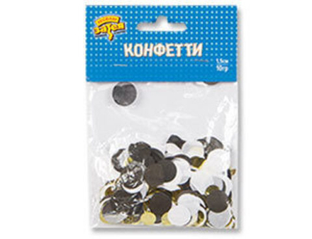 Конфетти фольга/бумажное тишью, Круг, Золото/Черный, 1,5 см, 10 г