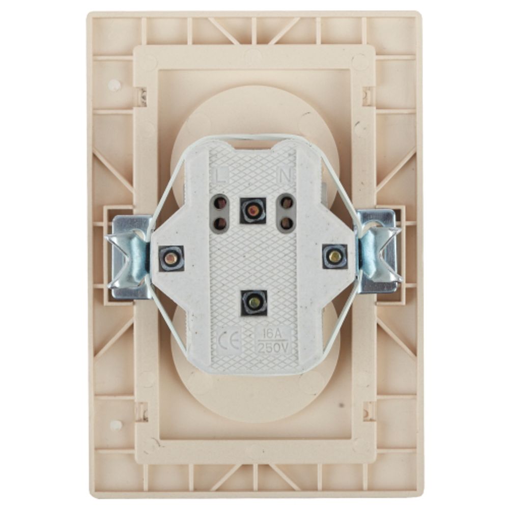 Розетка Intro Plano 1-204-04 без заземления двойная 2х2P, 16А-250В, IP20, СУ, Plano, шампань