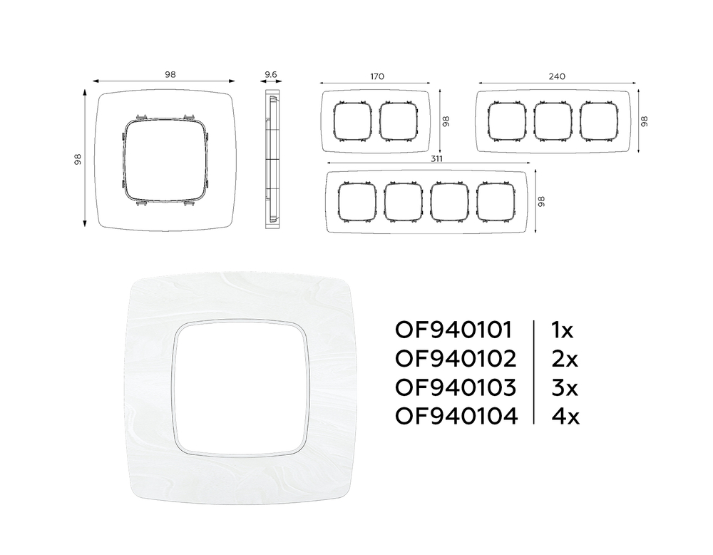 OF940104 Рамка OMEGA Opera (Белый мрамор) 4-ая
