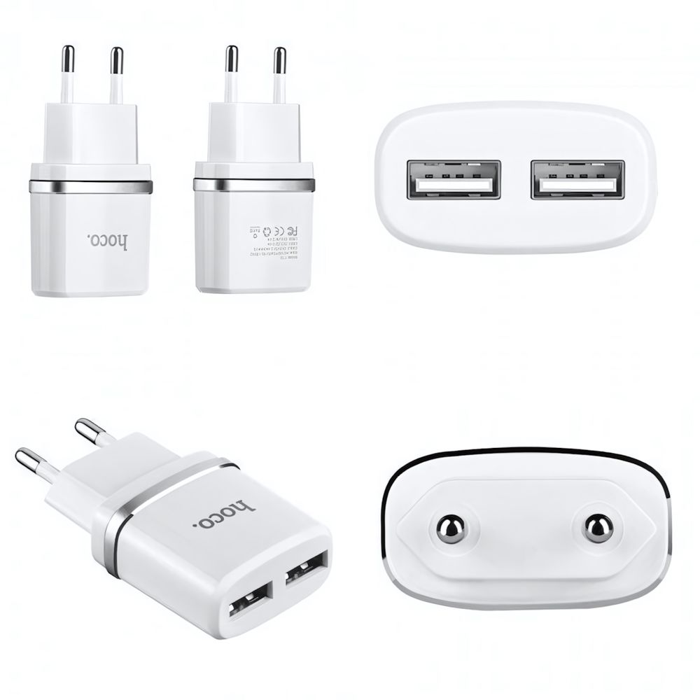 Сетевое зарядное устройство 2 в 1 Hoco C12 для iPhone, 010523 Черный
