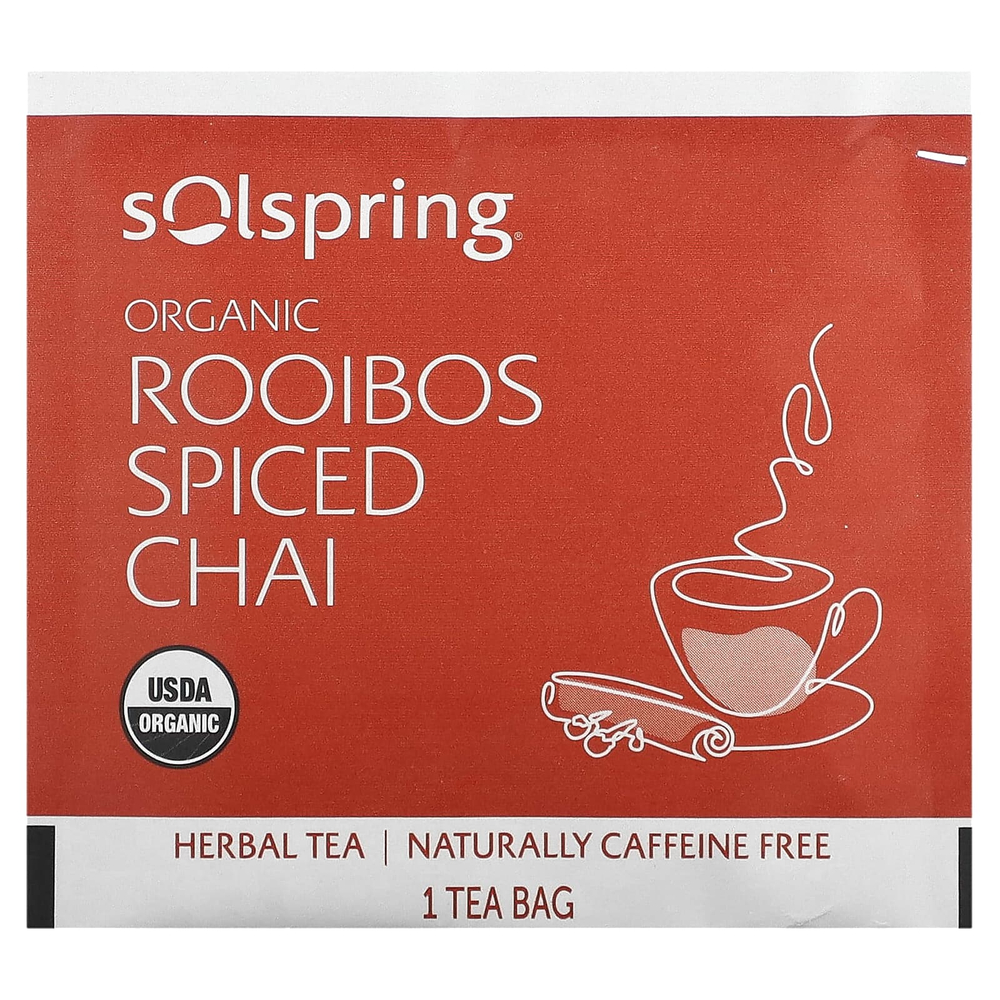 Dr. Mercola, Solospring®, органический травяной чай, ройбуш со специями, без кофеина, 18 чайных пакетиков, 36 г (1,27 унции)