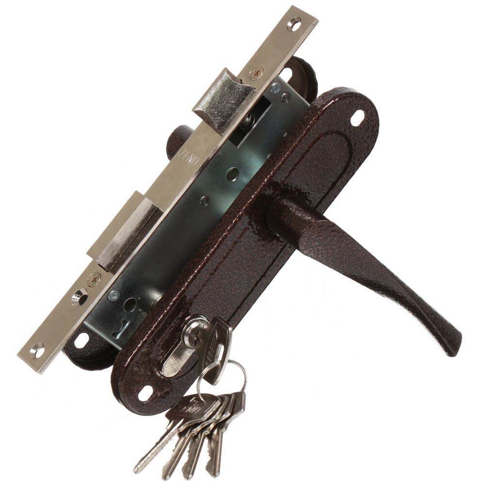 Замок врезной Зенит, ЗВ7-70.4, ручка в комплект, цилиндровый, медь