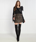 Кожаная юбка Balmain - коричневый(BF0LB911 LC79)