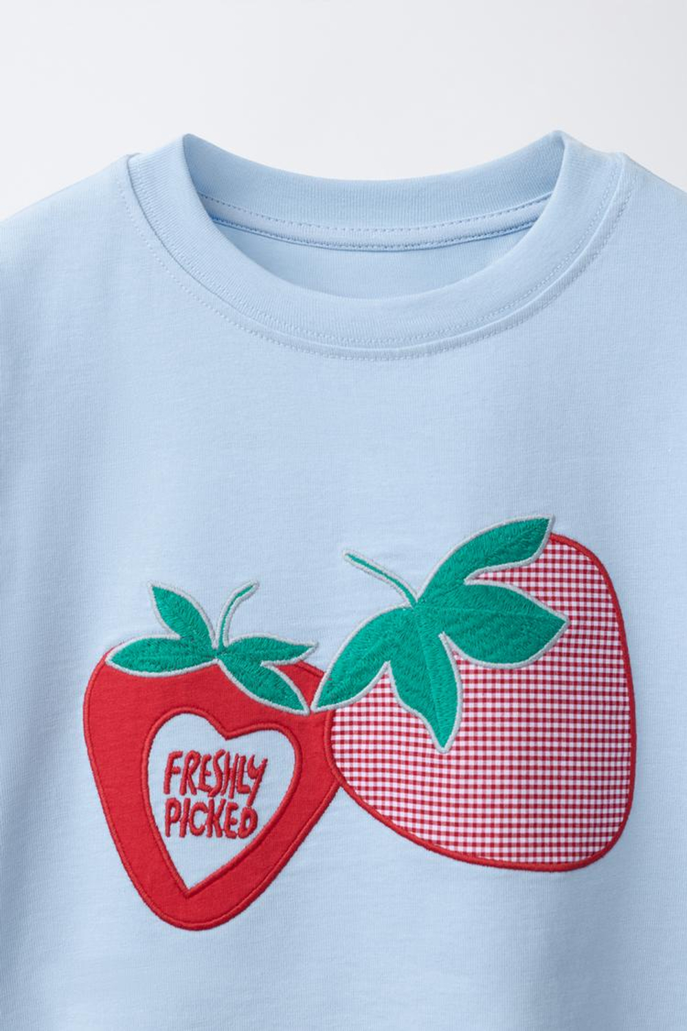 ZARA ФУТБОЛКА С НАШИВКОЙ «ЛИМОНЫ», ГОЛУБОЙ