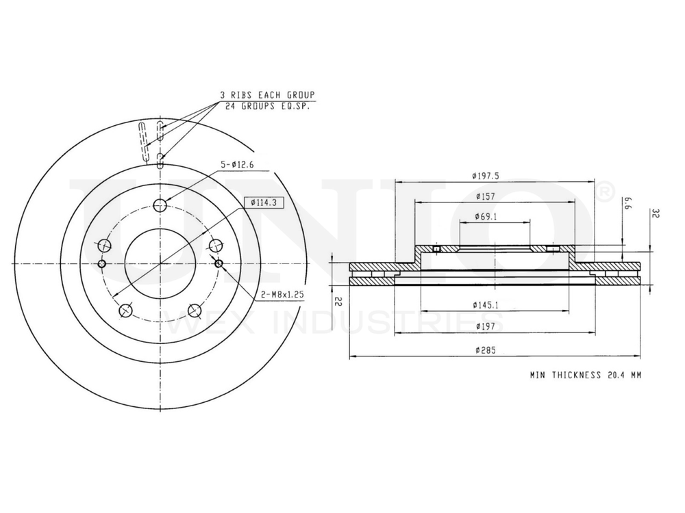 Диск тормозной передний UNIO BRD-20441