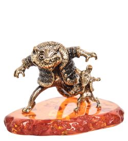 Народные промыслы AM-2222 Фигурка «Кот и мышка Банда» (латунь, янтарь)