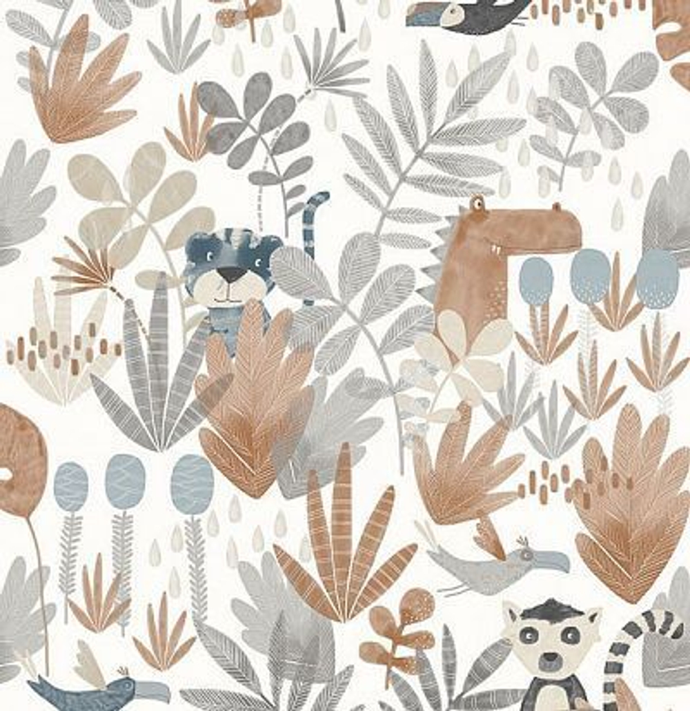 Обои для детской комнаты животные и ветки деревьев HAP001