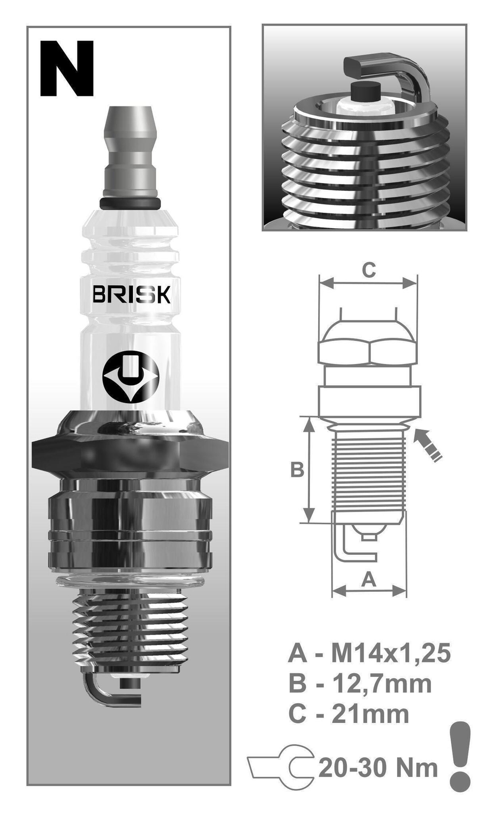 Свечи BRISK Classic дв.511,513,УАЗ (4шт) CLASIC / 1324 / N19 /