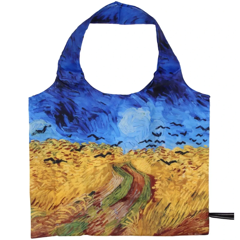 Сумка - шоппер в чехле с замком водонепроницаемая «ИДЕЯДОМА», принт пшеничное поле с воронами, 46*55см