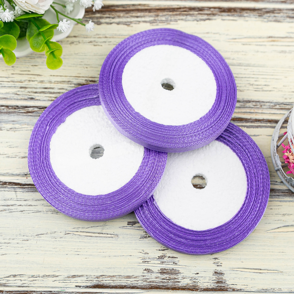 Лента атласная 6 мм  (23 метра, цвет №21   фиолетовый)