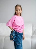 Футболка для девочки оверсайз розовая