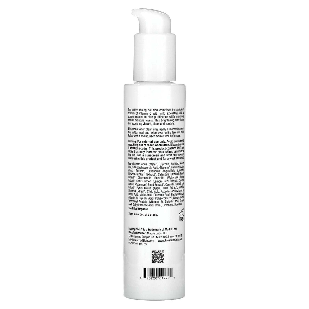 PrescriptSkin, тонер с витамином C, осветляющий эффект, 177 мл (6 жидк. унций)