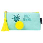 Пенал-косметичка BRAUBERG, канвас с объемной аппликацией, "Ananas", 20х3х9 см, 229002