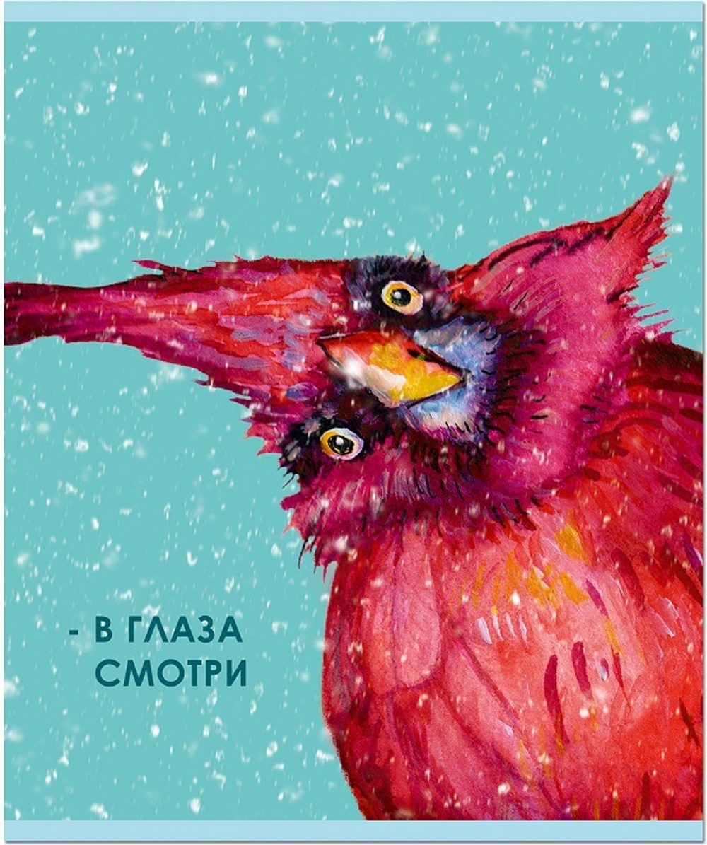 Тетрадь 170х203, 48л, ПТИЦЫ скрепка, 190г, 4+0+трафаретный УФ-лак, клетка