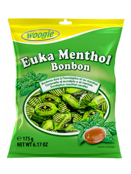 Эвкалипто-ментоловые конфеты WOOGIE Euka Menthol Bonbon 175 г , сладкое средство от боли в горле