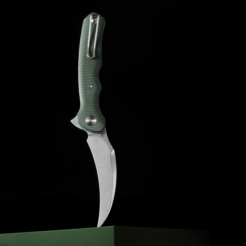 Складной туристический нож TRIVISA Lacerta-04G клинок 14C28N рукоять микарта (зеленый)