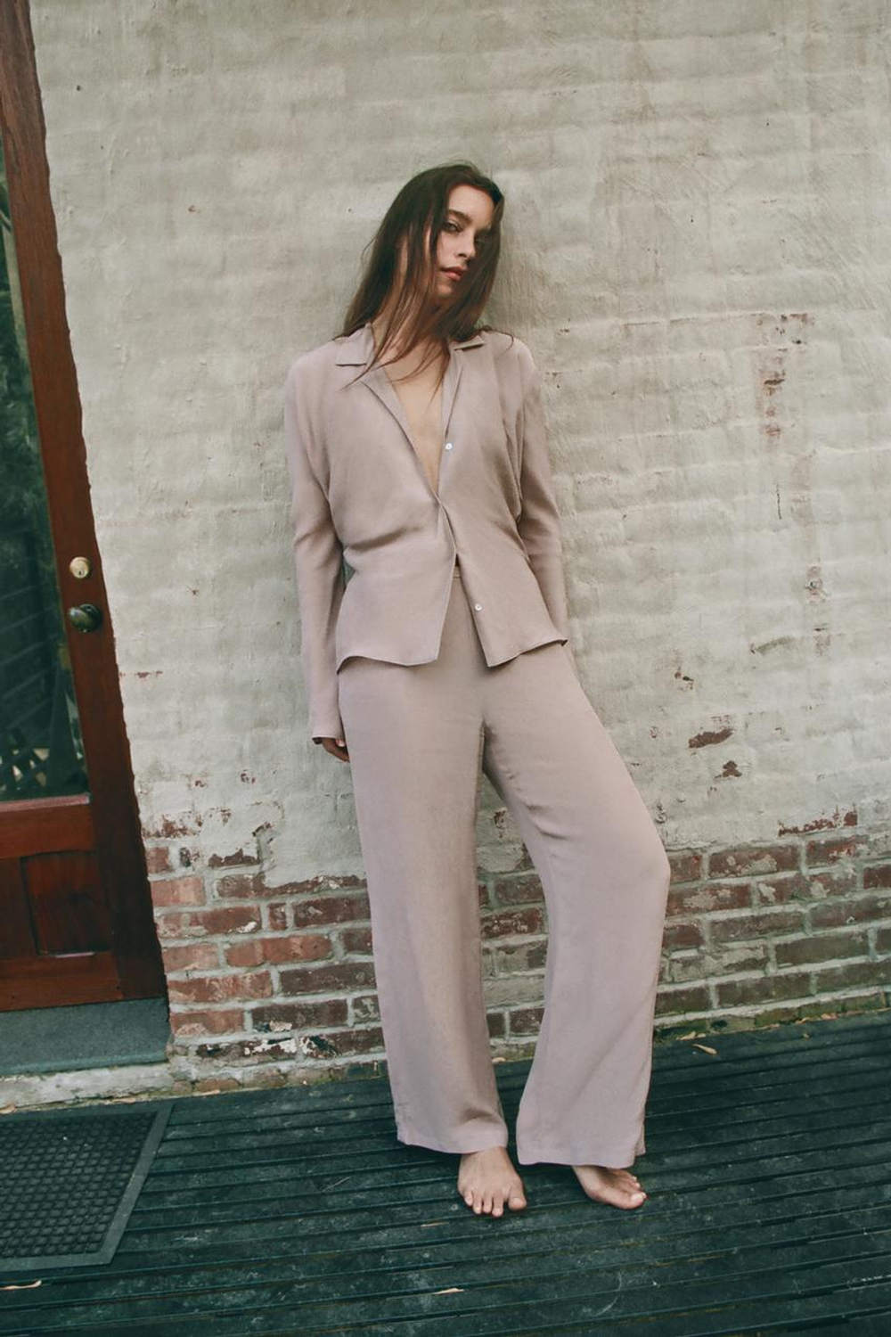 ZARA БРЮКИ ИЗ 100% ВИСКОЗЫ, ОТТЕНКИ ФИОЛЕТОВОГО