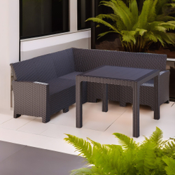 Комплект мебели с угловым диваном под ротанг Калифорния “California“ 188х188 см 5 места без подушек со столом 95х95 см