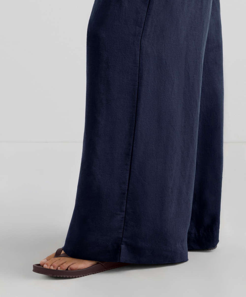 Oysho Длинный комбинезон из льна с запахом, военно-морской