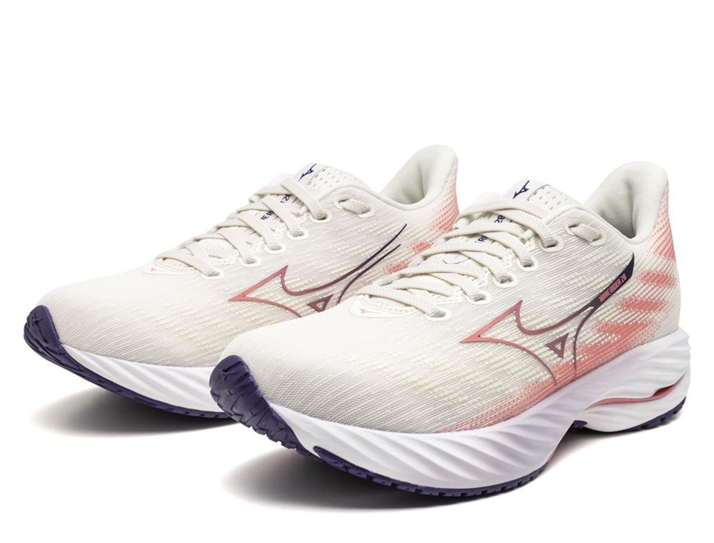 Кроссовки для бега женские Mizuno Wave Rider 28 Бело-Розовые
