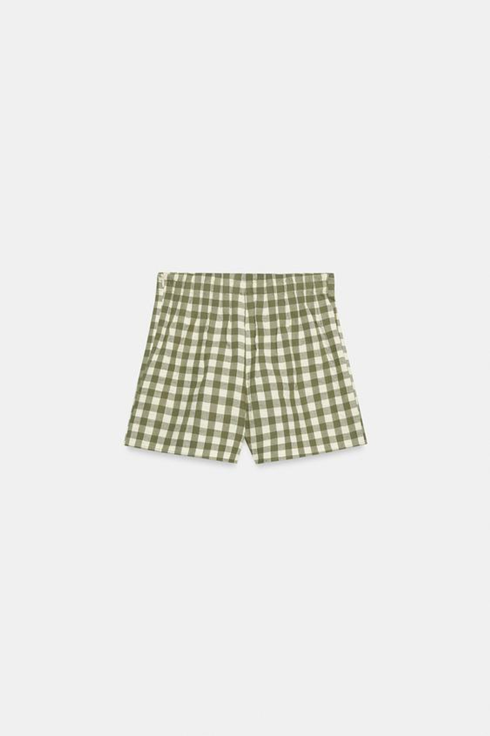ZARA ШОРТЫ В КЛЕТКУ ВИШИ, МЯГКИЙ ЗЕЛЕНЫЙ