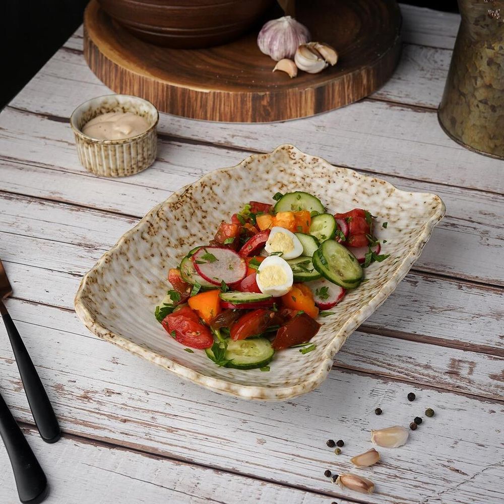 Блюдо прямоугольное 25,5*19,5 см h4,8 см Crush Brown Spider Silk P.L. Proff Cuisine [4]