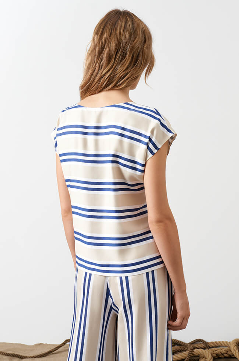 22994 Блузка женская (бежевая полоска)