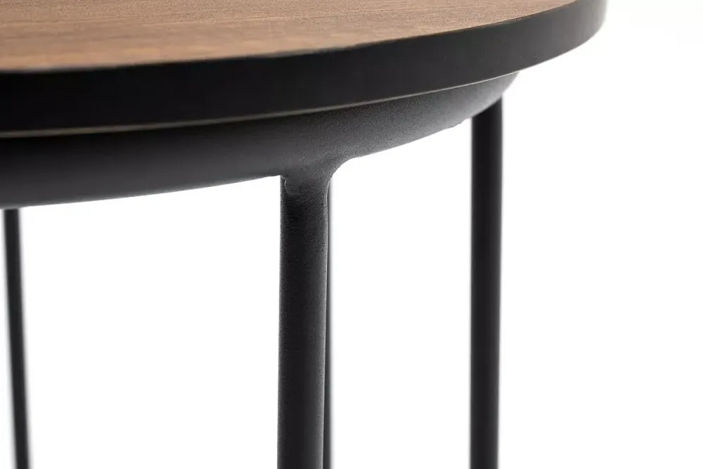 "Эквадор" журнальный стол из HPL круглый Ø40 H55, каркас из алюминия темно-серый (RAL 7024) муар, цвет столешницы "дуб"