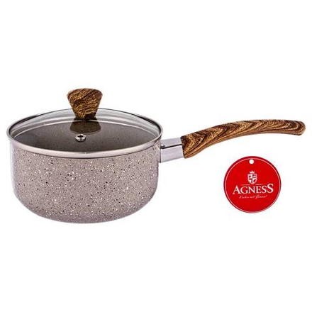 КОВШИК AGNESS "АРКТИК" АНТИП. ПОКР. РУЧКА SOFT TOUCH И СТЕКЛ. КРЫШКОЙ 1000 МЛ (КОР=24ШТ.) 14*7 СМ