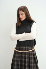 Манишка из кашемира с мериносом цвета графит ПРЕДЗАКАЗ