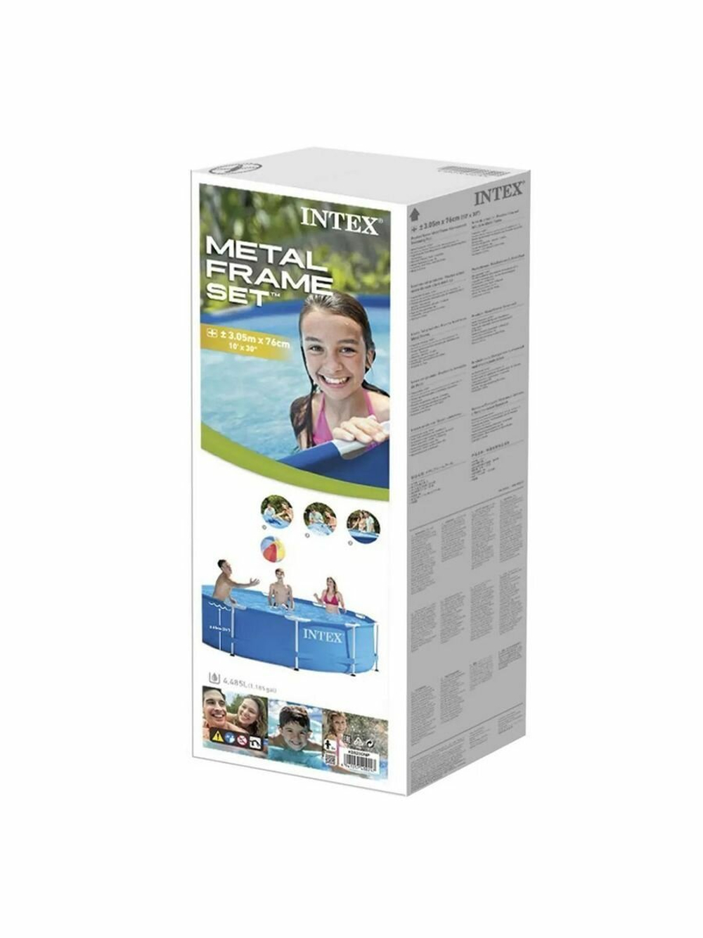 Каркасный бассейн 305х76 см Intex 28200, круглый семейный бассейн для дачи Metal Frame 4485 л