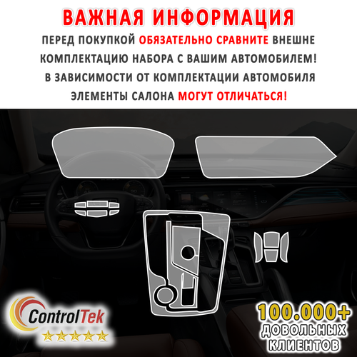 Geely Atlas Pro (2021) - комплект защитных матовых пленок 4 в 1. Пленка защитная ControlTek HYBRID со слоем TOP COAT. Толщина: 6 mil. (175 мкм.)