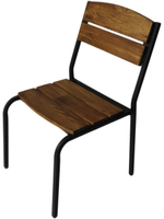 Стул металлический с деревом, для кафе, дачи, ресторана. Цвет - орех.