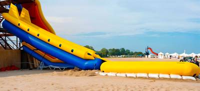 Надувная прямая горка для вышки (опоры) «Стрела», 17.3 м * 2.7 м * 9.1 м