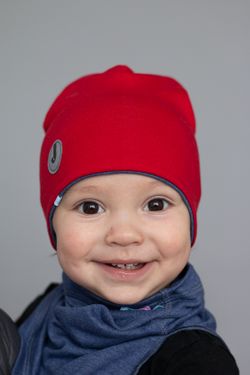 Комплект Шапка трикотажная+снуд (Красный, Синий меланж) ФЛАЙ