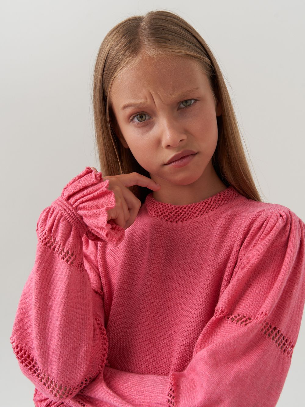 Платье для девочки с длинным рукавом AT1039 коралловый