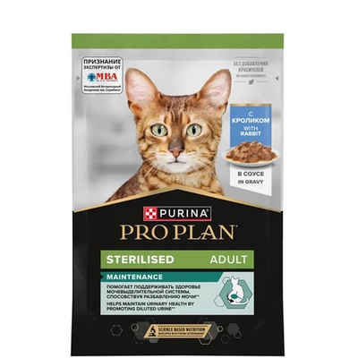 PRO PLAN пауч для стерилизованных кошек, кролик в соусе, 85гр