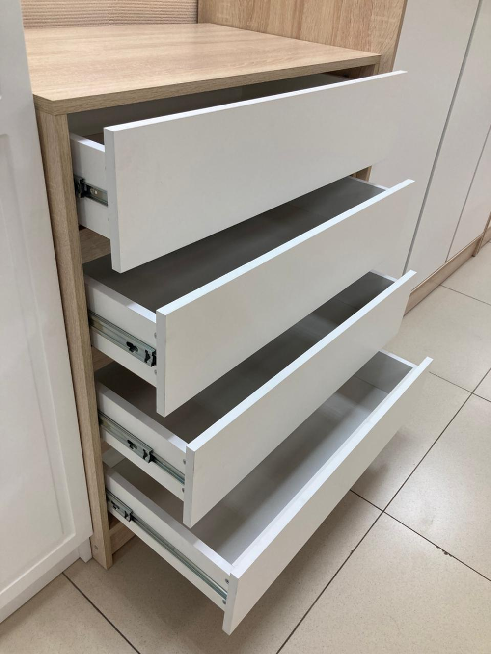 Комод с 4-мя ящиками Бруно дуб сонома/белый