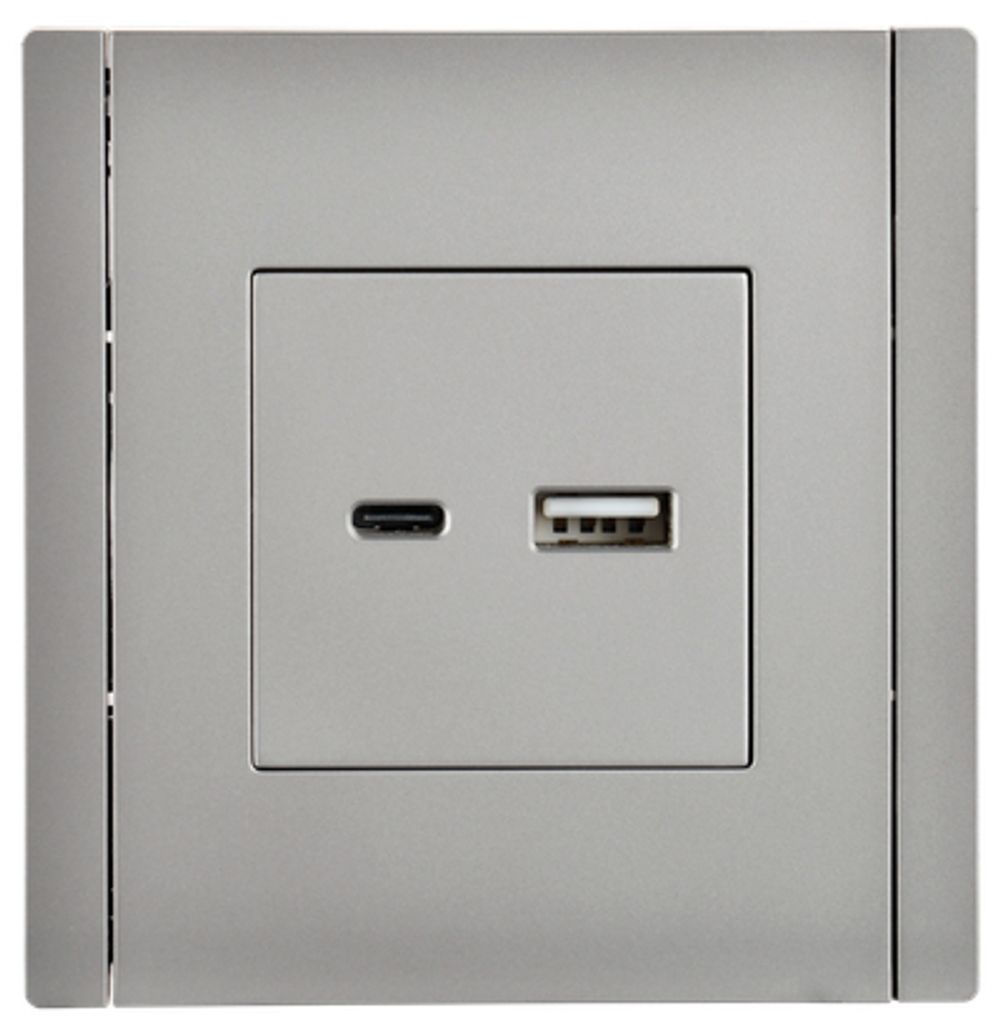 FORTE&PIANO Розетка USB A+C 18Вт FP551 сталь IEK