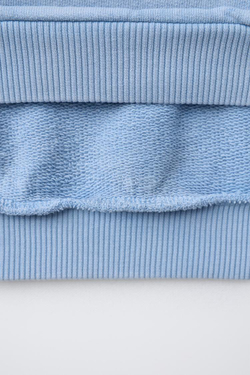 ZARA ТОЛСТОВКА С РЕЛЬЕФНЫМ ТЕКСТОМ, ГОЛУБОЙ