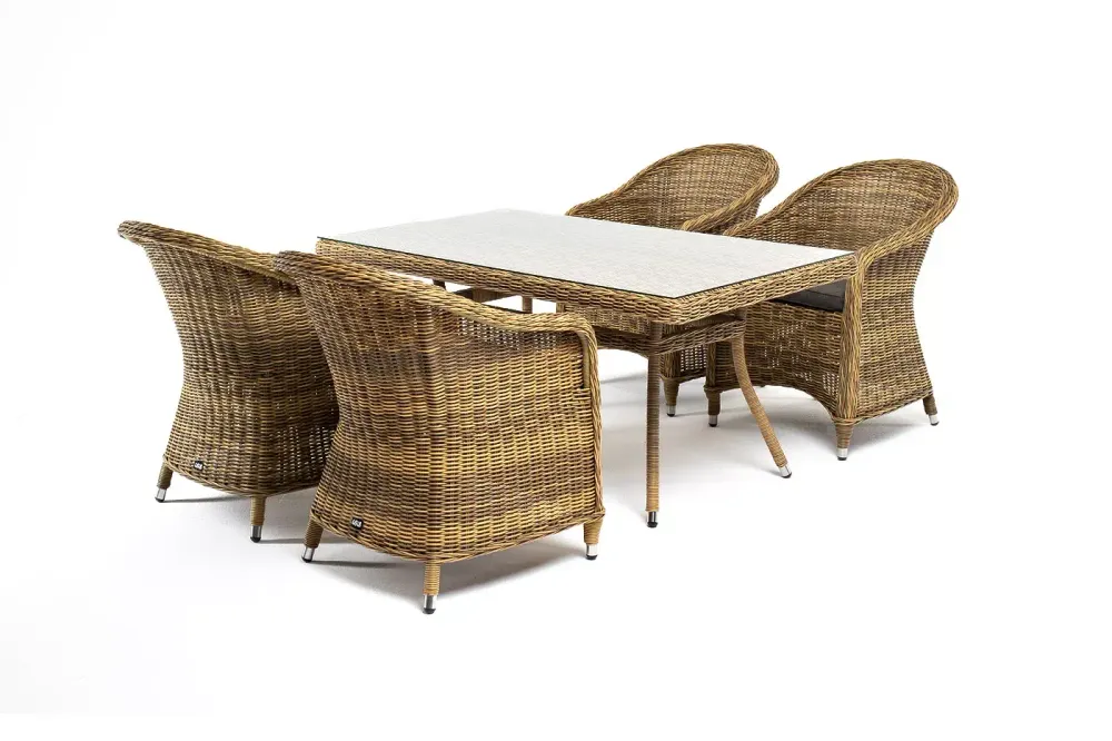 "Латте–140 R" обеденная группа плетеная, цвет соломенный