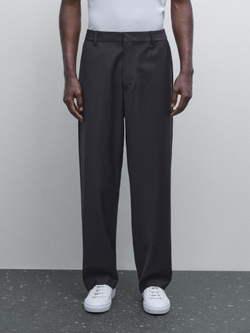 Massimo Dutti Брюки-джоггеры из шерстяной смеси, темно-синий