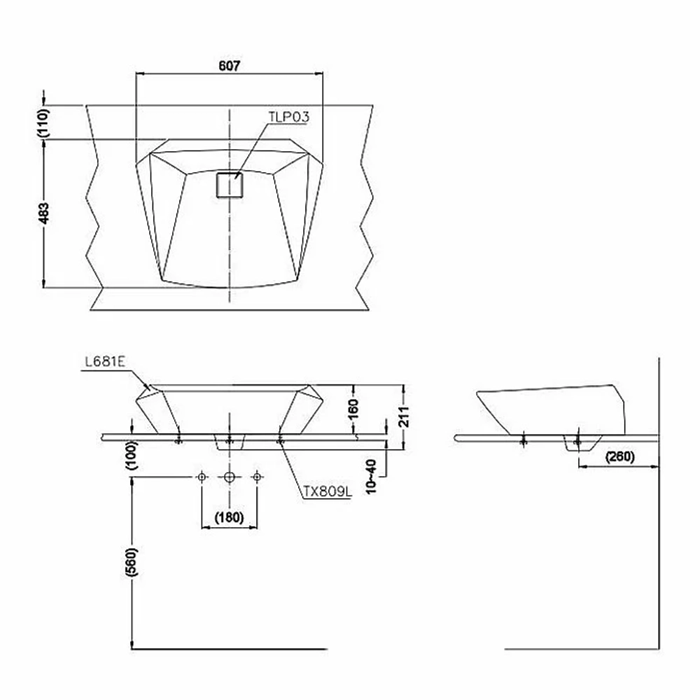Раковина Toto Jewelhex 61 LW681B#W белая