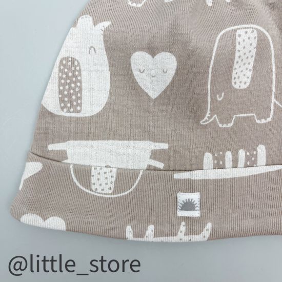 Шапочка однослойная "Любимые зверята" бежевая