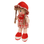 Кукла в платье с клечатой юбкой и клетчатым бантом № 3 15x34x10см. (Hand)